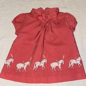 Janie and Jack horse tie bow neck blouse size 12-18 months